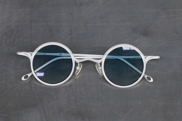 Rigards RG1099AG Series 925 Sterling Silver Round Frame Sunglasses RG-RG1099AG-CYL-F Sterling Silver Frame Blue Lenses